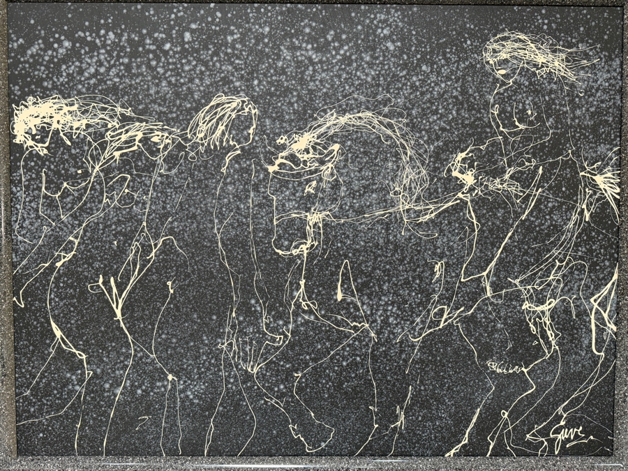Gerrit Greve (1948-2024, Cardiff by the Sea, CA) Original Acrylic Drip Painting On Canvas Titled 'Manchurian Fable'  Signed Lower Right 48 X 36 Estimate $1,700 - $2,200 [Photo 2]
