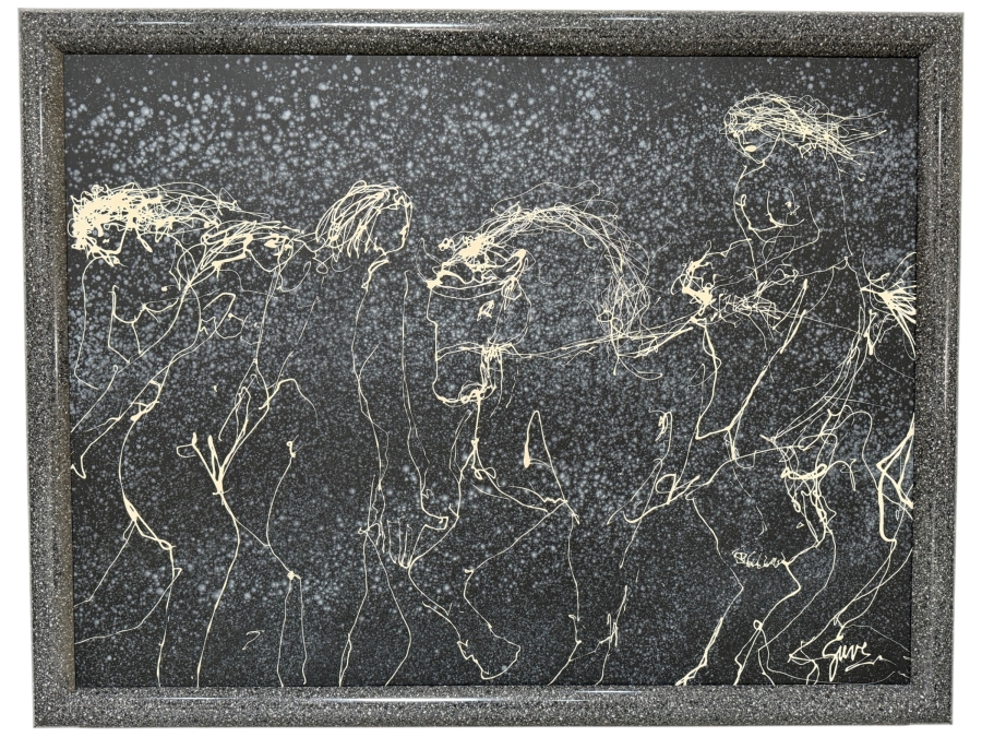 Gerrit Greve (1948-2024, Cardiff by the Sea, CA) Original Acrylic Drip Painting On Canvas Titled 'Manchurian Fable'  Signed Lower Right 48 X 36 Estimate $1,700 - $2,200