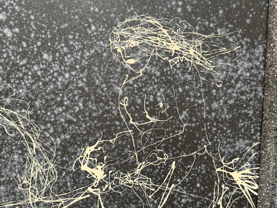 Gerrit Greve (1948-2024, Cardiff by the Sea, CA) Original Acrylic Drip Painting On Canvas Titled 'Manchurian Fable'  Signed Lower Right 48 X 36 Estimate $1,700 - $2,200 [Photo 9]