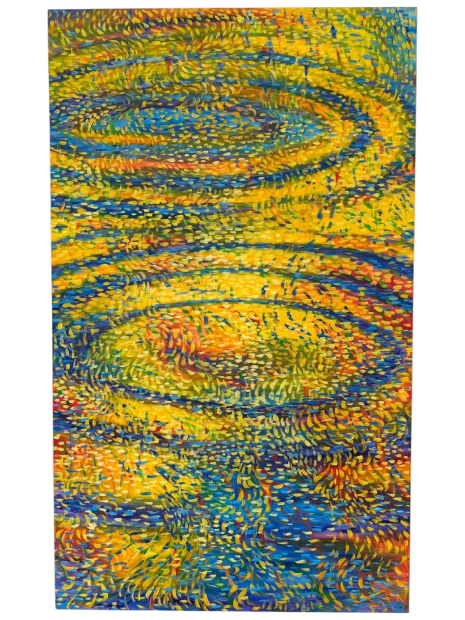 Gerrit Greve (1948-2024, Cardiff by the Sea, CA) Original Acrylic Painting On Canvas Titled 'Philosopher's Ripples' 2000 Signed Lower Left And Verso 36 X 60 Estimate $2,200 - $2,700