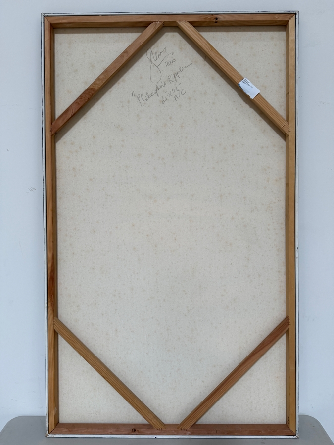 Gerrit Greve (1948-2024, Cardiff by the Sea, CA) Original Acrylic Painting On Canvas Titled 'Philosopher's Ripples' 2000 Signed Lower Left And Verso 36 X 60 Estimate $2,200 - $2,700 [Photo 6]