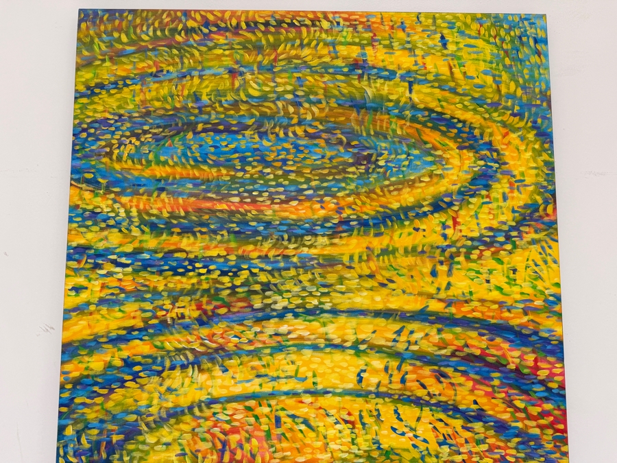 Gerrit Greve (1948-2024, Cardiff by the Sea, CA) Original Acrylic Painting On Canvas Titled 'Philosopher's Ripples' 2000 Signed Lower Left And Verso 36 X 60 Estimate $2,200 - $2,700 [Photo 3]