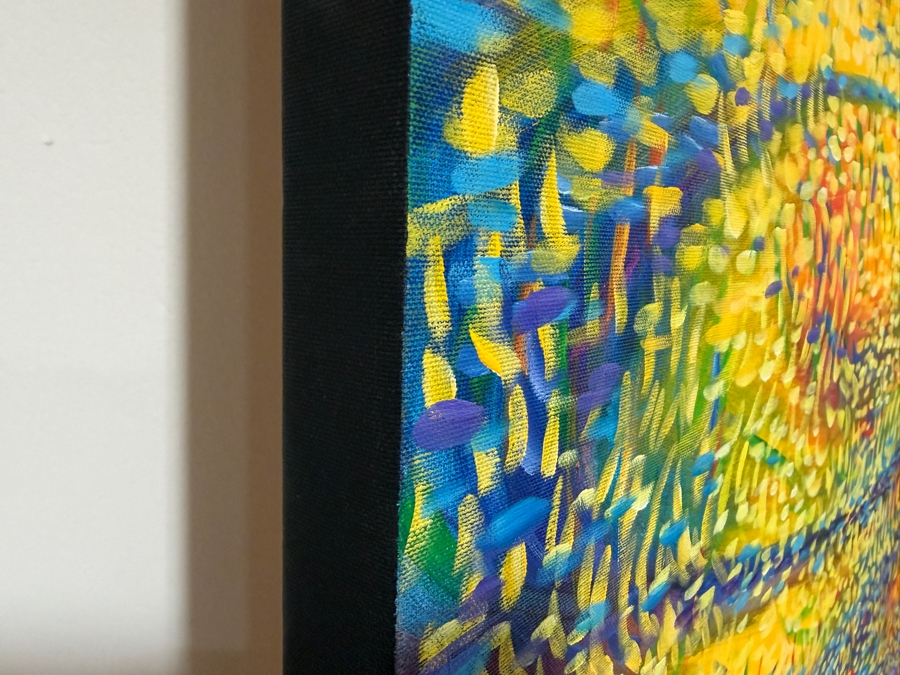 Gerrit Greve (1948-2024, Cardiff by the Sea, CA) Original Acrylic Painting On Canvas Titled 'Philosopher's Ripples' 2000 Signed Lower Left And Verso 36 X 60 Estimate $2,200 - $2,700 [Photo 5]