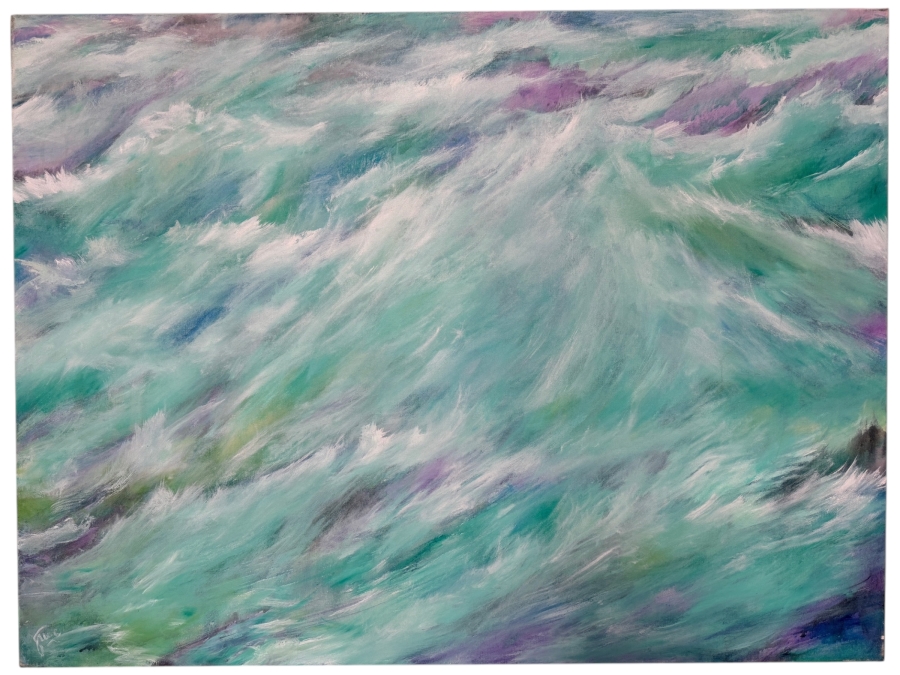 Gerrit Greve (1948-2024, Cardiff by the Sea, CA) Original Acrylic Painting On Canvas Titled 'Cardiff Seas' 2022 Signed Lower Left And Verso 48 X 36 Estimate $1,700 - $2,200