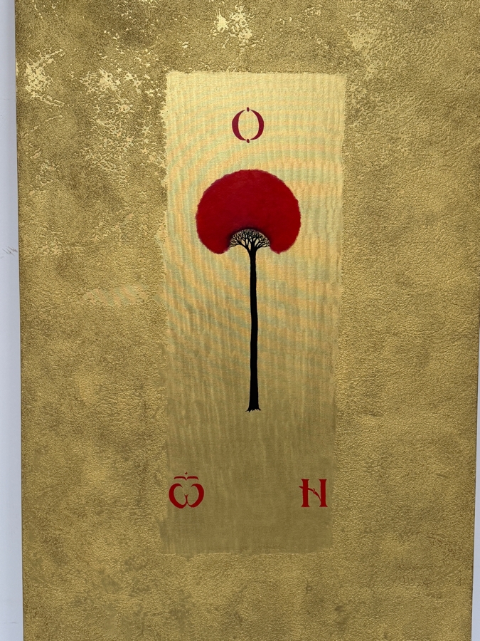Gerrit Greve (1948-2024, Cardiff by the Sea, CA) Original Acrylic And Sand Painting On Canvas Titled 'Tree For Mankind' 2004 Signed Verso 36 X 60 Estimate $2,200 - $2,700 [Photo 2]