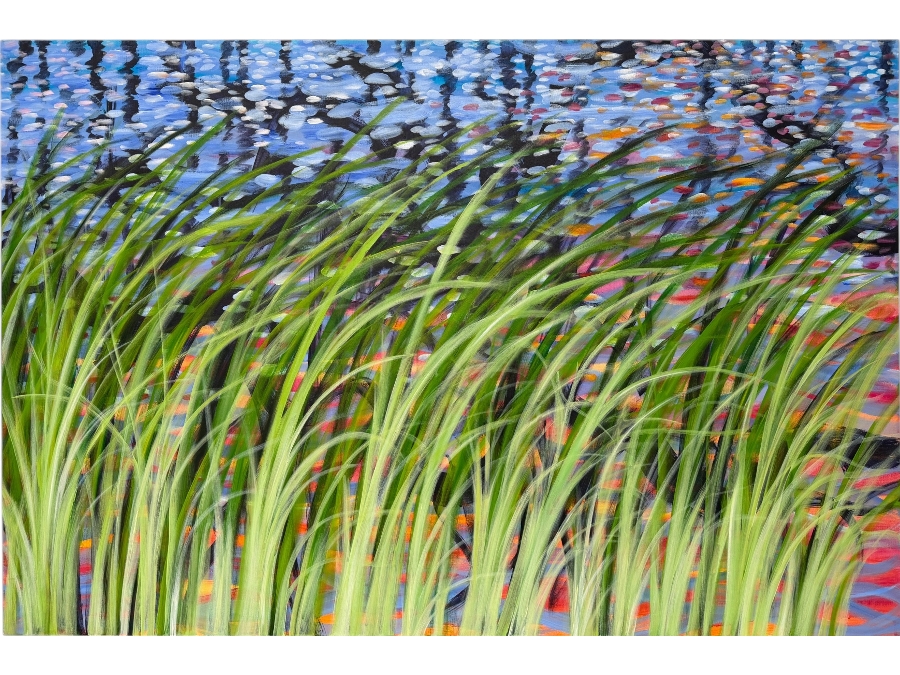Gerrit Greve (1948-2024, Cardiff by the Sea, CA) Original Acrylic Painting On Canvas Titled 'Winter Reeds 6' 2015 Signed Verso 60 X 40 Estimate $2,400 - $3,000