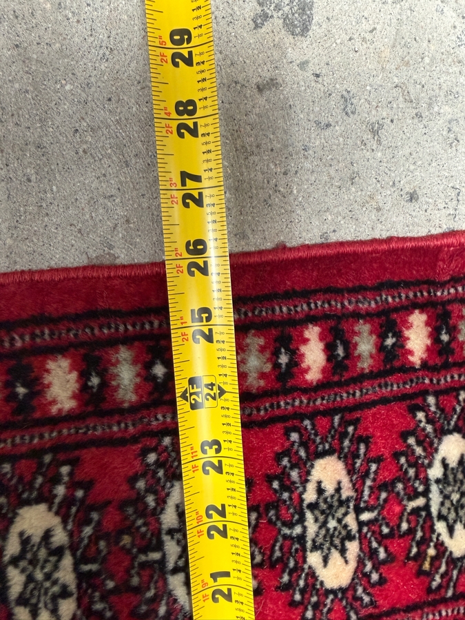 Just Added - Vintage Hand Knotted Red Bokhara Rug 26 X 38 [Photo 5]