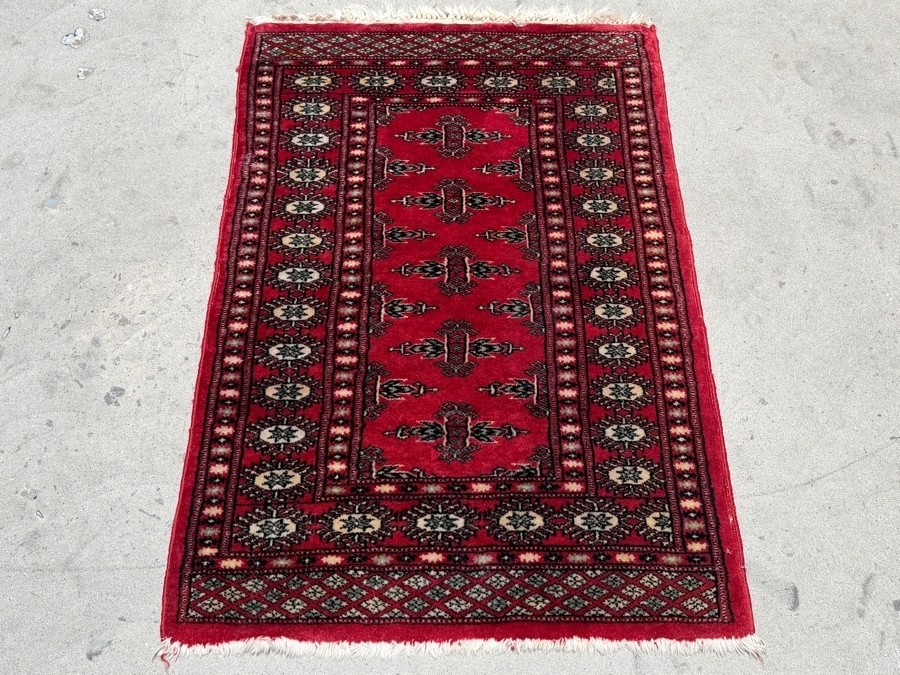 Just Added - Vintage Hand Knotted Red Bokhara Rug 26 X 38 [Photo 4]