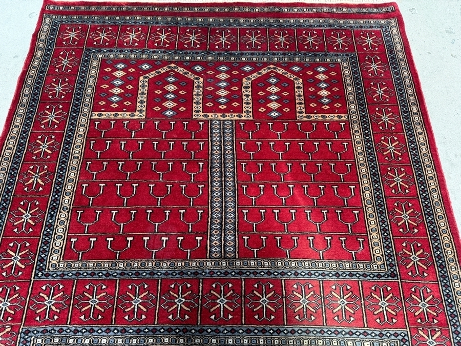 Just Added - Vintage Hand Knotted Red Oriental Wool Area Rug 51 X 79 [Photo 4]