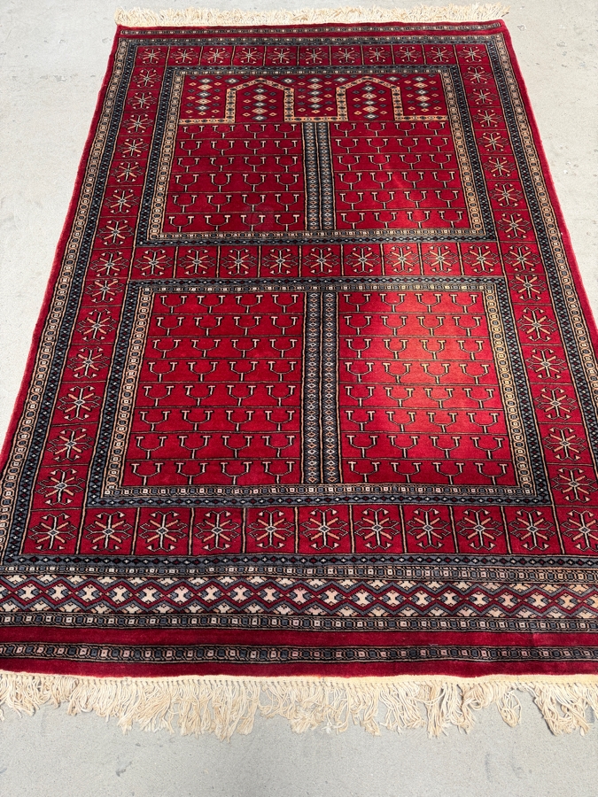 Just Added - Vintage Hand Knotted Red Oriental Wool Area Rug 51 X 79 [Photo 2]