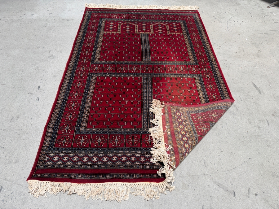Just Added - Vintage Hand Knotted Red Oriental Wool Area Rug 51 X 79 [Photo 5]