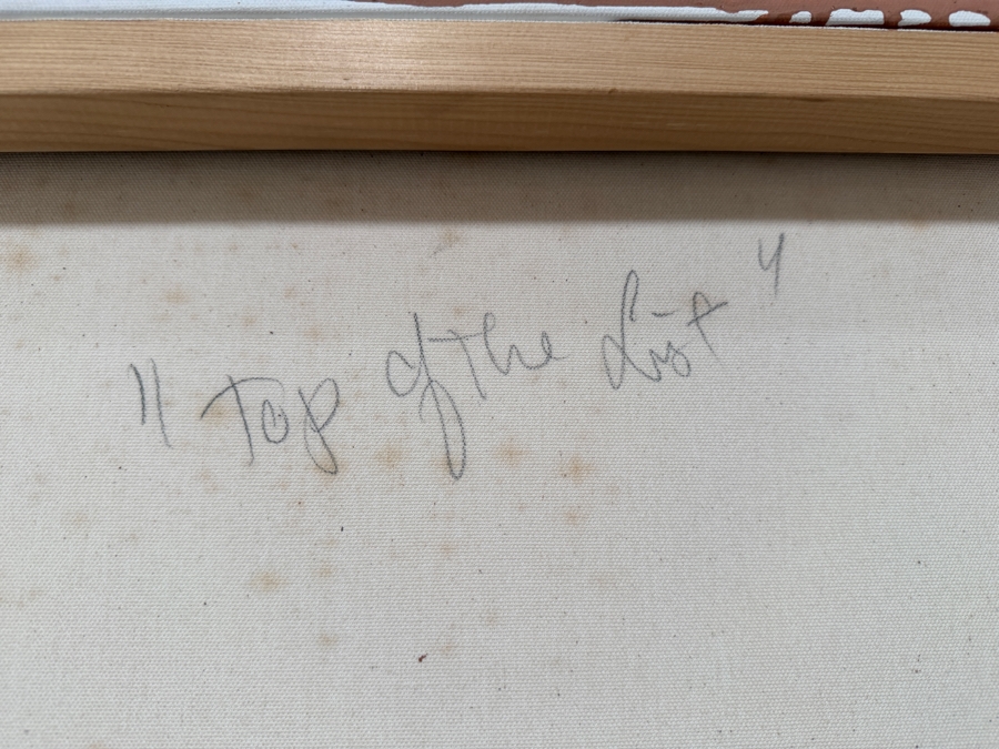 Gerrit Greve (1948-2024, Cardiff by the Sea, CA) Original Acrylic And Sand Painting On Canvas Titled 'Top Of The List' 1999 Signed Verso 48 X 60 Estimate $2,900 - $3,600 [Photo 8]