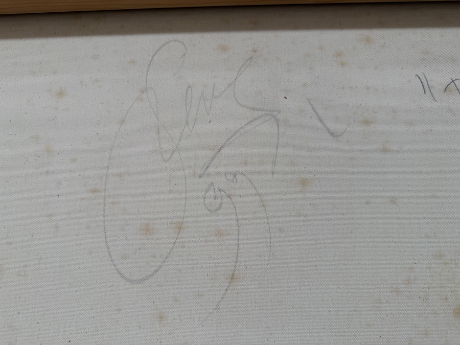 Gerrit Greve (1948-2024, Cardiff by the Sea, CA) Original Acrylic And Sand Painting On Canvas Titled 'Top Of The List' 1999 Signed Verso 48 X 60 Estimate $2,900 - $3,600 [Photo 9]