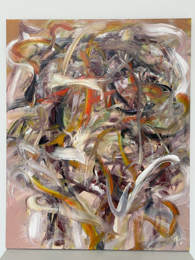 Gerrit Greve (1948-2024, Cardiff by the Sea, CA) Original Acrylic Painting On Canvas Titled 'Won The Garden' 2004 Signed Lower Left And Verso 48 X 60 Estimate $2,900 - $3,600 [Photo 2]