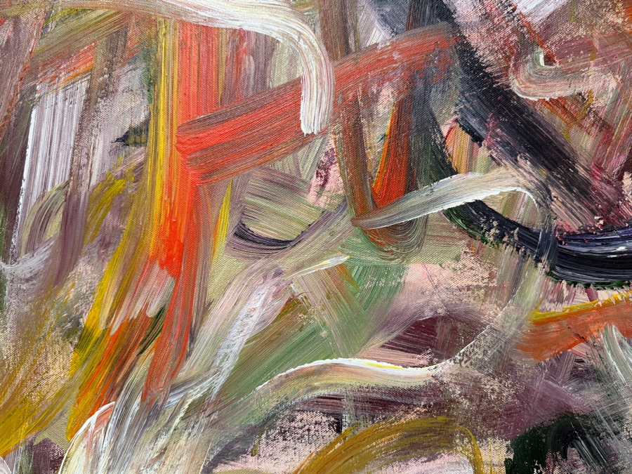 Gerrit Greve (1948-2024, Cardiff by the Sea, CA) Original Acrylic Painting On Canvas Titled 'Won The Garden' 2004 Signed Lower Left And Verso 48 X 60 Estimate $2,900 - $3,600 [Photo 4]