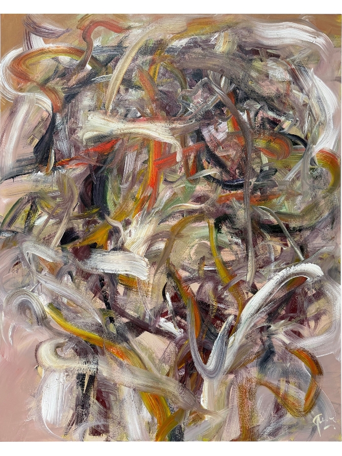 Gerrit Greve (1948-2024, Cardiff by the Sea, CA) Original Acrylic Painting On Canvas Titled 'Won The Garden' 2004 Signed Lower Left And Verso 48 X 60 Estimate $2,900 - $3,600