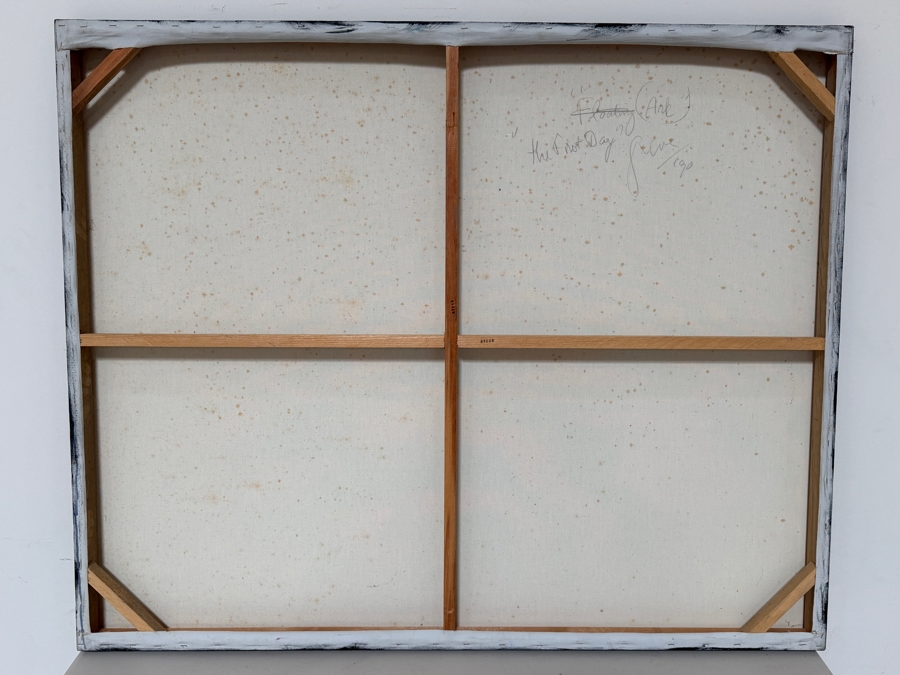 Gerrit Greve (1948-2024, Cardiff by the Sea, CA) Original Acrylic Painting On Canvas Titled 'The First Day (Of The) Ark' 1990 Signed Lower Right And Verso 48 X 39 Estimate $1,900 - $2,300 [Photo 5]