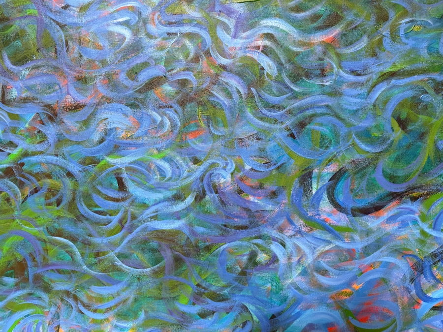 Gerrit Greve (1948-2024, Cardiff by the Sea, CA) Original Acrylic Painting On Canvas Titled 'Summer Kelp' 1992 Signed Verso 48 X 40 Estimate $1,900 - $2,400 [Photo 3]