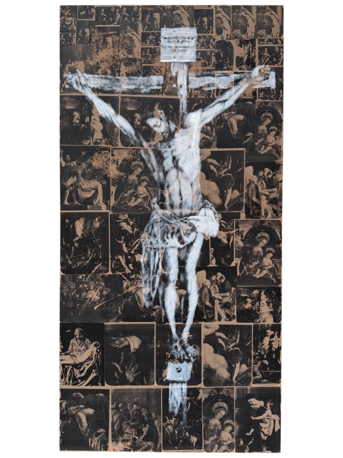 Gerrit Greve (1948-2024, Cardiff by the Sea, CA) Original Acrylic And Carbon Transfers Painting On Canvas 1998 Signed Verso 36 X 72 Estimate $2,600 - $3,200