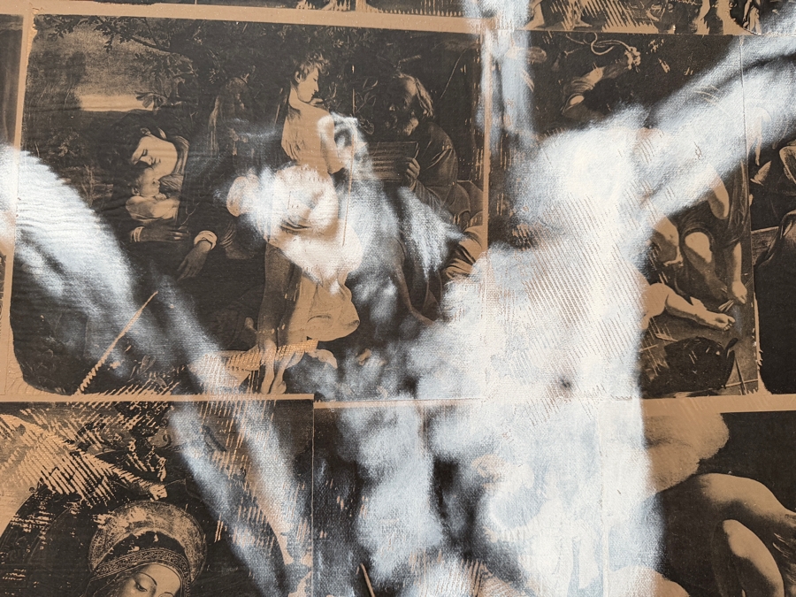 Gerrit Greve (1948-2024, Cardiff by the Sea, CA) Original Acrylic And Carbon Transfers Painting On Canvas 1998 Signed Verso 36 X 72 Estimate $2,600 - $3,200 [Photo 3]