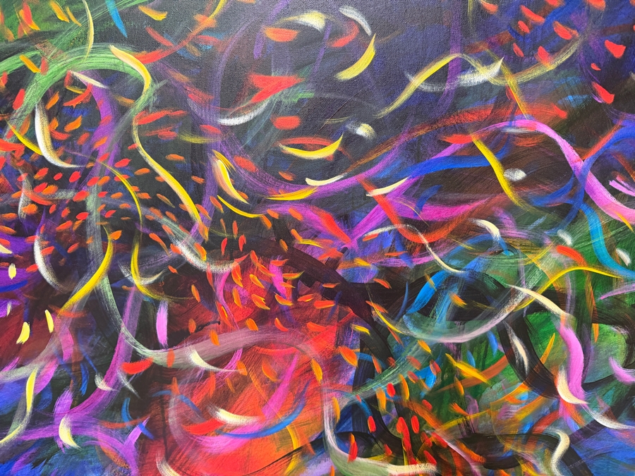 Gerrit Greve (1948-2024, Cardiff by the Sea, CA) Original Acrylic Painting On Canvas Titled '1st Wonderment' 2013 Signed Verso 60 X 40 Estimate $2,400 - $3,000 [Photo 2]