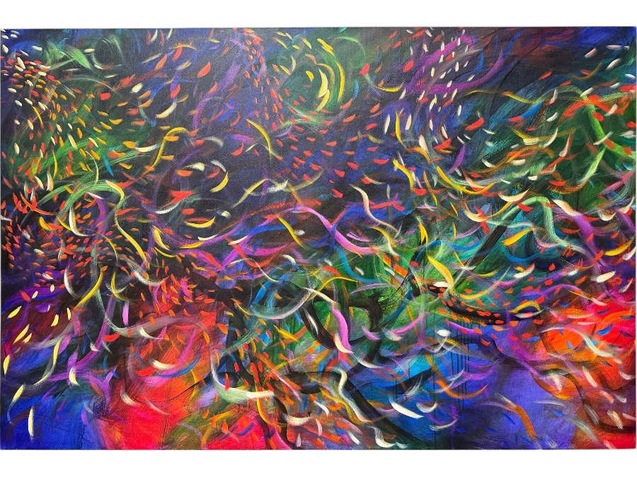 Gerrit Greve (1948-2024, Cardiff by the Sea, CA) Original Acrylic Painting On Canvas Titled '1st Wonderment' 2013 Signed Verso 60 X 40 Estimate $2,400 - $3,000