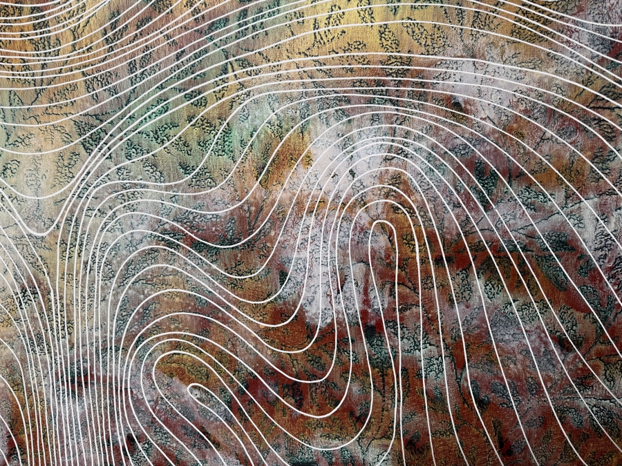 Gerrit Greve (1948-2024, Cardiff by the Sea, CA) Original Acrylic Painting On Canvas Titled 'Within Buddha's Lines'  Signed Verso 72 X 36 Estimate $2,600 - $3,200 [Photo 4]