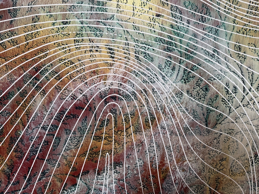 Gerrit Greve (1948-2024, Cardiff by the Sea, CA) Original Acrylic Painting On Canvas Titled 'Within Buddha's Lines'  Signed Verso 72 X 36 Estimate $2,600 - $3,200 [Photo 3]