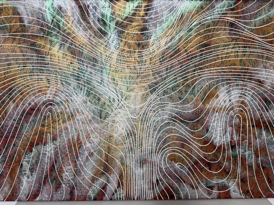 Gerrit Greve (1948-2024, Cardiff by the Sea, CA) Original Acrylic Painting On Canvas Titled 'Within Buddha's Lines'  Signed Verso 72 X 36 Estimate $2,600 - $3,200 [Photo 2]