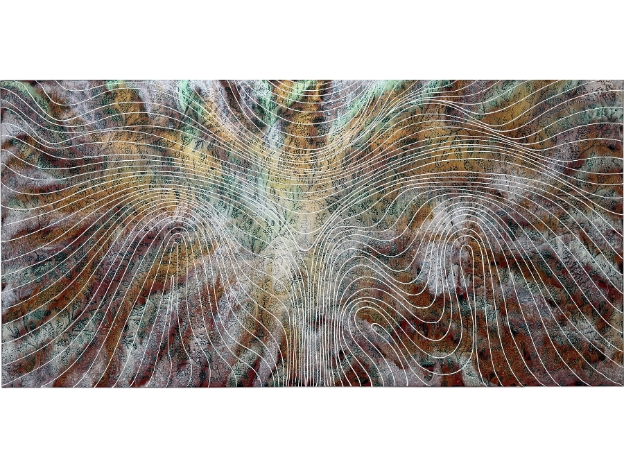 Gerrit Greve (1948-2024, Cardiff by the Sea, CA) Original Acrylic Painting On Canvas Titled 'Within Buddha's Lines'  Signed Verso 72 X 36 Estimate $2,600 - $3,200