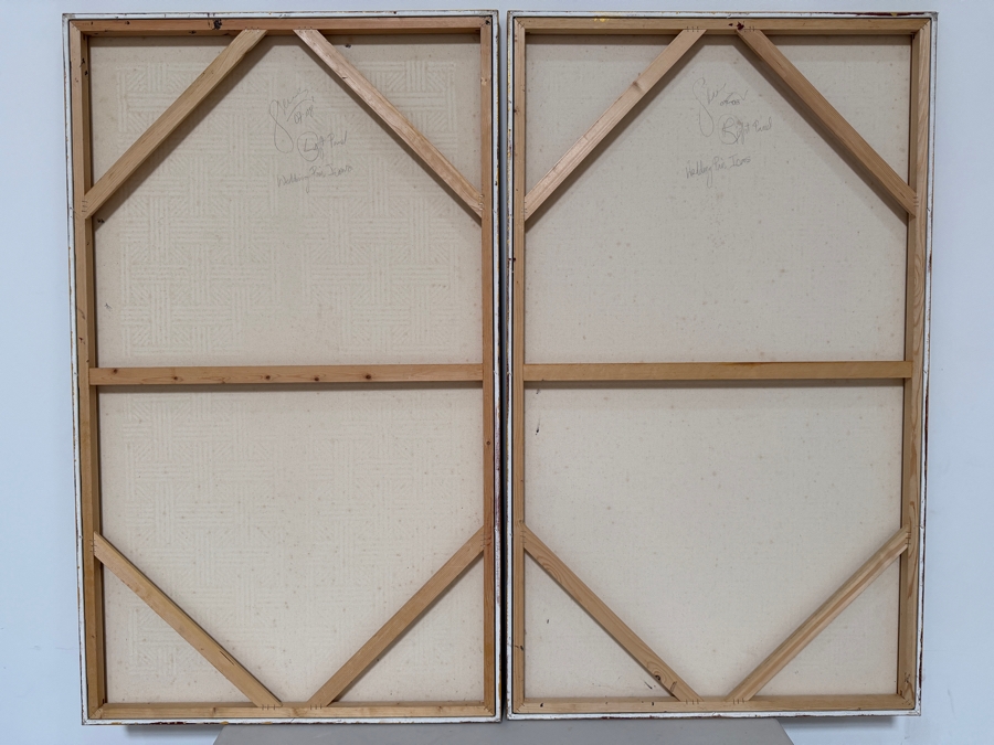 Gerrit Greve (1948-2024, Cardiff by the Sea, CA) Original Diptych Acrylic Painting On Canvas Titled 'Wedding Pair Icons' 2007 Signed Verso 72 X 60 Estimate $4,300 - $5,400 [Photo 9]