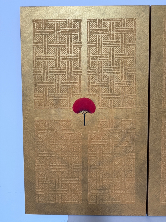 Gerrit Greve (1948-2024, Cardiff by the Sea, CA) Original Diptych Acrylic Painting On Canvas Titled 'Wedding Pair Icons' 2007 Signed Verso 72 X 60 Estimate $4,300 - $5,400 [Photo 6]