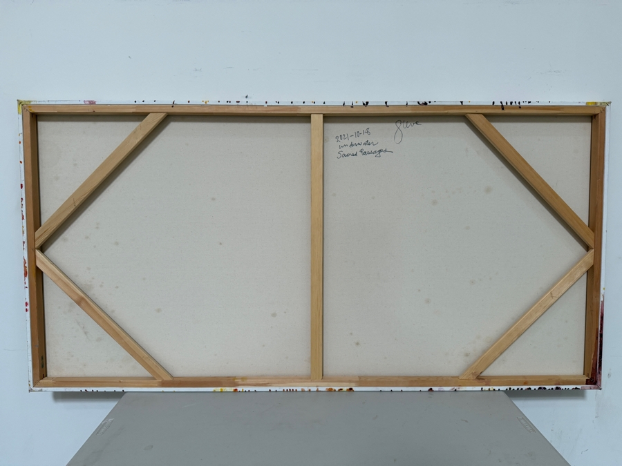 Gerrit Greve (1948-2024, Cardiff by the Sea, CA) Original Acrylic Painting On Canvas Titled 'Underwater Sacred Passages' 2021 Signed Verso 72 X 36 Estimate $2,600 - $3,200 [Photo 7]