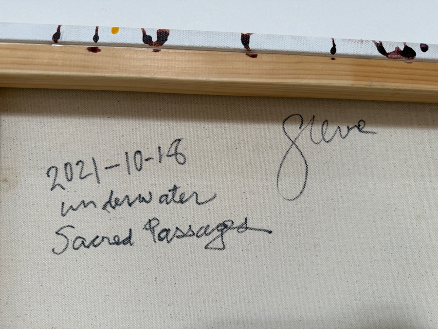 Gerrit Greve (1948-2024, Cardiff by the Sea, CA) Original Acrylic Painting On Canvas Titled 'Underwater Sacred Passages' 2021 Signed Verso 72 X 36 Estimate $2,600 - $3,200 [Photo 8]