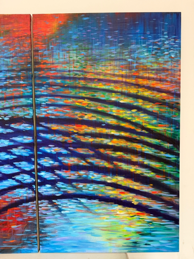 Gerrit Greve (1948-2024, Cardiff by the Sea, CA) Original Diptych Acrylic Painting On Canvas Titled 'Reflection Ripples' 2002 Signed Verso 72 X 60 Estimate $4,300 - $5,400 [Photo 2]