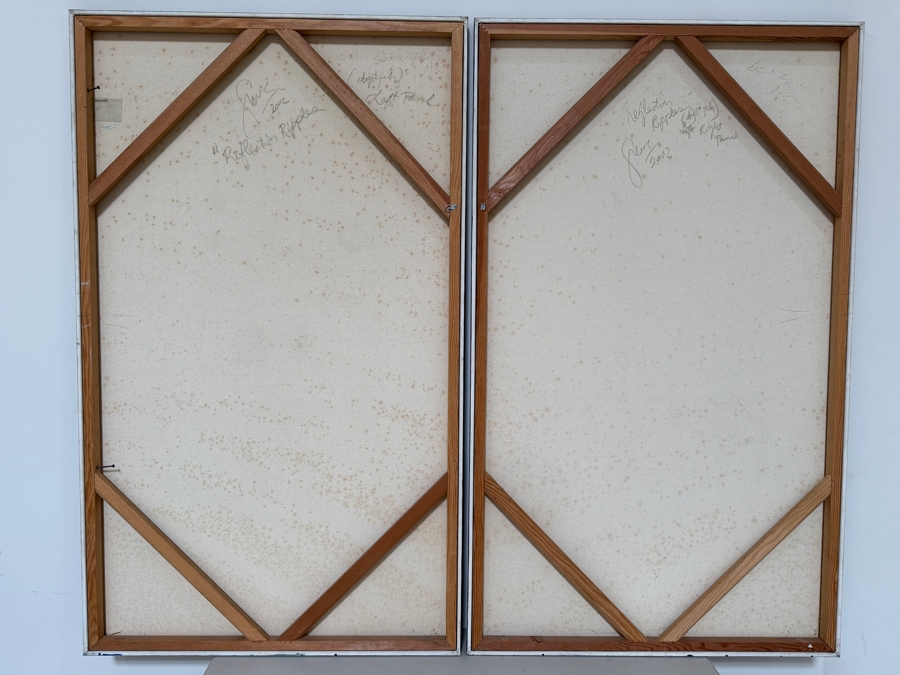Gerrit Greve (1948-2024, Cardiff by the Sea, CA) Original Diptych Acrylic Painting On Canvas Titled 'Reflection Ripples' 2002 Signed Verso 72 X 60 Estimate $4,300 - $5,400 [Photo 7]