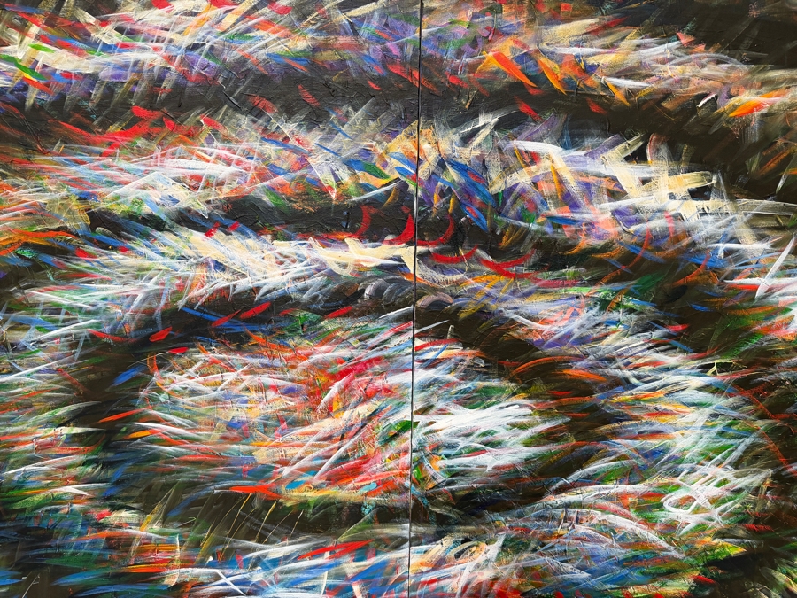 Gerrit Greve (1948-2024, Cardiff by the Sea, CA) Original Diptych Acrylic Painting On Canvas Titled 'Celebration' 1990 Signed Verso 60 X 40 Estimate $2,400 - $3,000 [Photo 2]