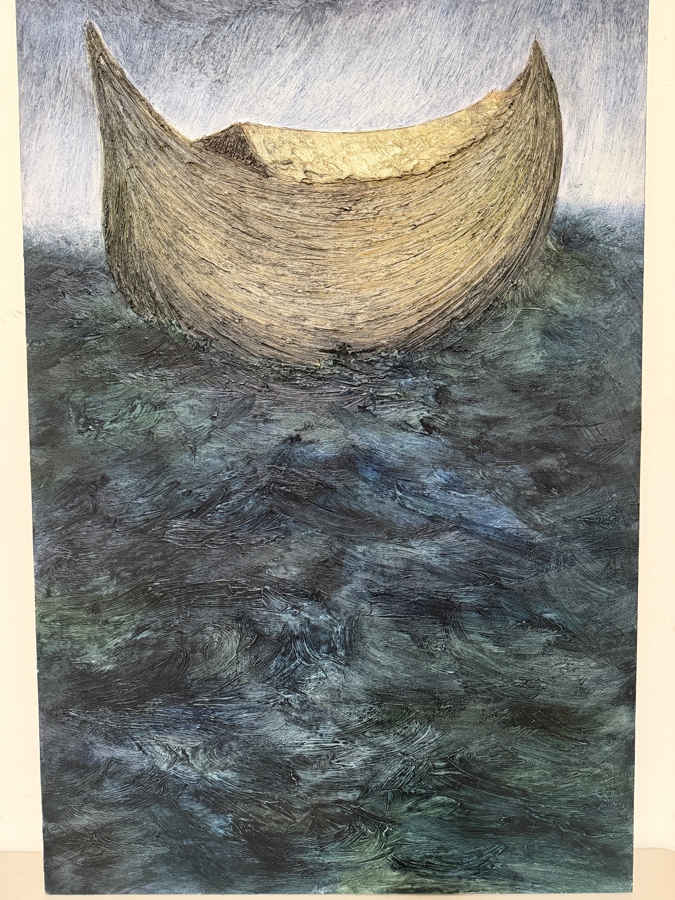Gerrit Greve (1948-2024, Cardiff by the Sea, CA) Original Acrylic Painting On Canvas Titled 'Noah's Ark - The 35th Day' 2004 Signed Verso 36 X 60 Estimate $2,200 - $2,700 [Photo 3]
