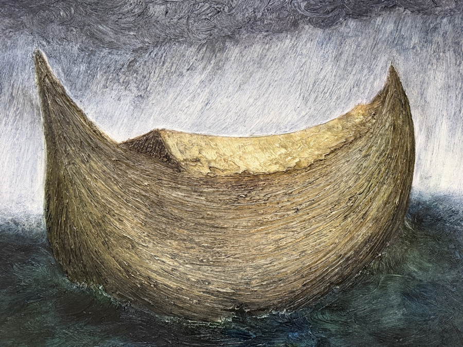 Gerrit Greve (1948-2024, Cardiff by the Sea, CA) Original Acrylic Painting On Canvas Titled 'Noah's Ark - The 35th Day' 2004 Signed Verso 36 X 60 Estimate $2,200 - $2,700 [Photo 2]