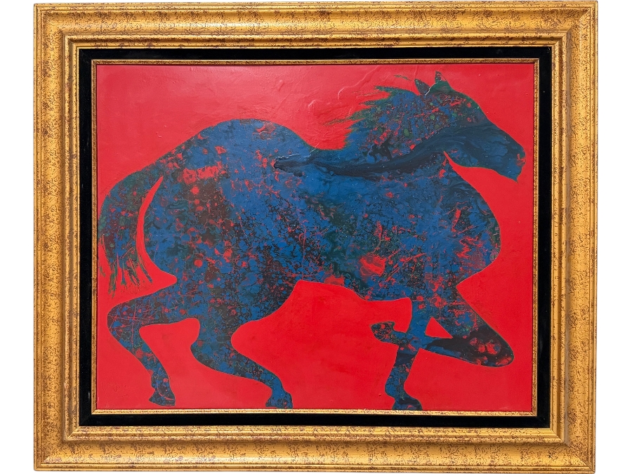 Gerrit Greve (1948-2024, Cardiff by the Sea, CA) Original Acrylic Painting On Canvas Titled 'Manchurian Horse'  Signed Lower Left 30 X 24 Estimate $700 - $900