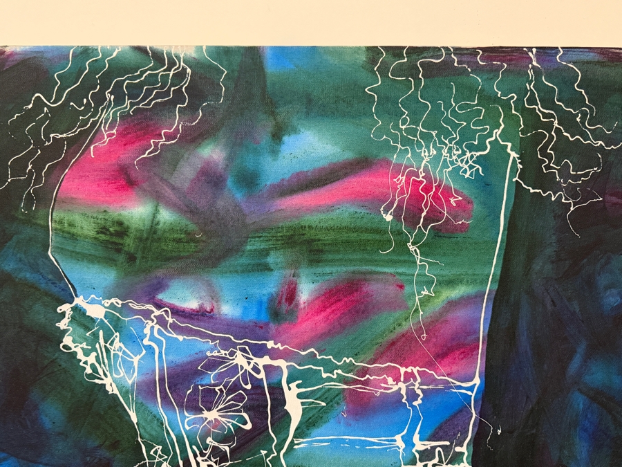 Gerrit Greve (1948-2024, Cardiff by the Sea, CA) Original Acrylic Drip Painting On Canvas Titled 'Course Of The Corset II'  Signed Lower Right And Verso 36 X 48 Estimate $1,700 - $2,200 [Photo 5]