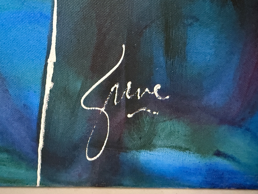 Gerrit Greve (1948-2024, Cardiff by the Sea, CA) Original Acrylic Drip Painting On Canvas Titled 'Course Of The Corset II'  Signed Lower Right And Verso 36 X 48 Estimate $1,700 - $2,200 [Photo 3]