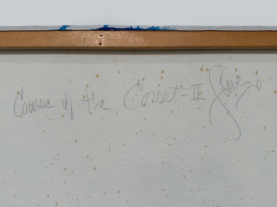 Gerrit Greve (1948-2024, Cardiff by the Sea, CA) Original Acrylic Drip Painting On Canvas Titled 'Course Of The Corset II'  Signed Lower Right And Verso 36 X 48 Estimate $1,700 - $2,200 [Photo 8]