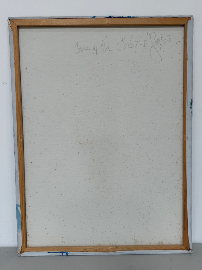 Gerrit Greve (1948-2024, Cardiff by the Sea, CA) Original Acrylic Drip Painting On Canvas Titled 'Course Of The Corset II'  Signed Lower Right And Verso 36 X 48 Estimate $1,700 - $2,200 [Photo 7]