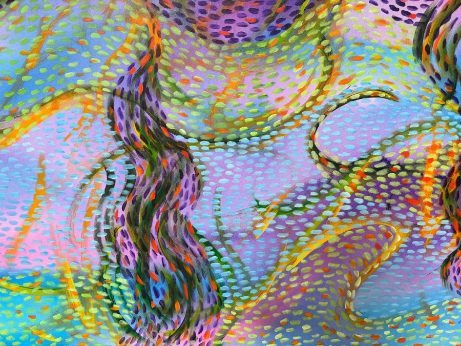 Gerrit Greve (1948-2024, Cardiff by the Sea, CA) Original Acrylic Painting On Canvas Titled 'Underwater Trees And Currents' 2021 Signed Verso 48 X 36 Estimate $1,700 - $2,200 [Photo 2]