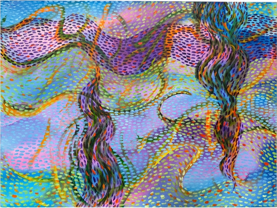 Gerrit Greve (1948-2024, Cardiff by the Sea, CA) Original Acrylic Painting On Canvas Titled 'Underwater Trees And Currents' 2021 Signed Verso 48 X 36 Estimate $1,700 - $2,200