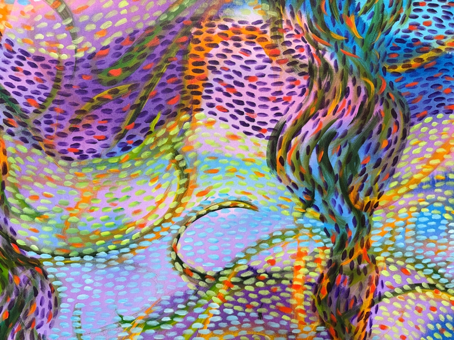 Gerrit Greve (1948-2024, Cardiff by the Sea, CA) Original Acrylic Painting On Canvas Titled 'Underwater Trees And Currents' 2021 Signed Verso 48 X 36 Estimate $1,700 - $2,200 [Photo 3]