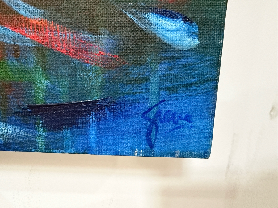 Gerrit Greve (1948-2024, Cardiff by the Sea, CA) Original Acrylic Painting On Canvas Titled 'Diver's Delight'  Signed Lower Right And Verso 72 X 48 Estimate $3,500 - $4,300 [Photo 6]