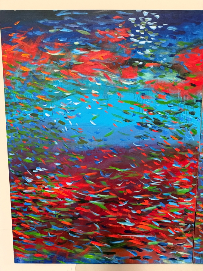 Gerrit Greve (1948-2024, Cardiff by the Sea, CA) Original Acrylic Painting On Canvas Titled 'Diver's Delight'  Signed Lower Right And Verso 72 X 48 Estimate $3,500 - $4,300 [Photo 4]