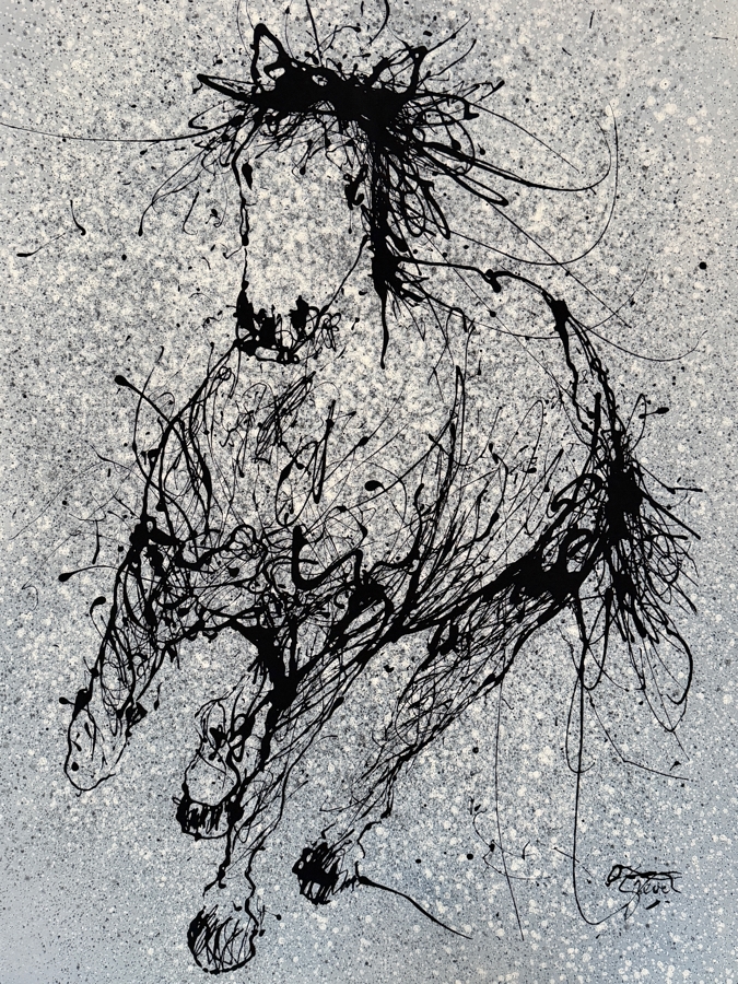 Gerrit Greve (1948-2024, Cardiff by the Sea, CA) Original Acrylic Painting On Canvas Titled 'Black Horse'  Signed Lower Right 36 X 48 Estimate $1,700 - $2,200 [Photo 2]